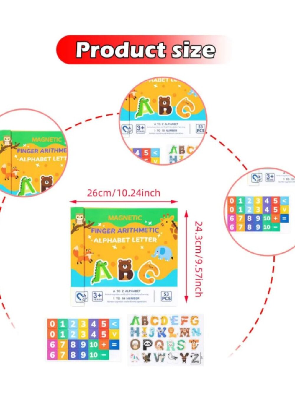 Magnetic Alphabet & Math Set, 53pc Montessori Learning Toy - Picture 6 of 16